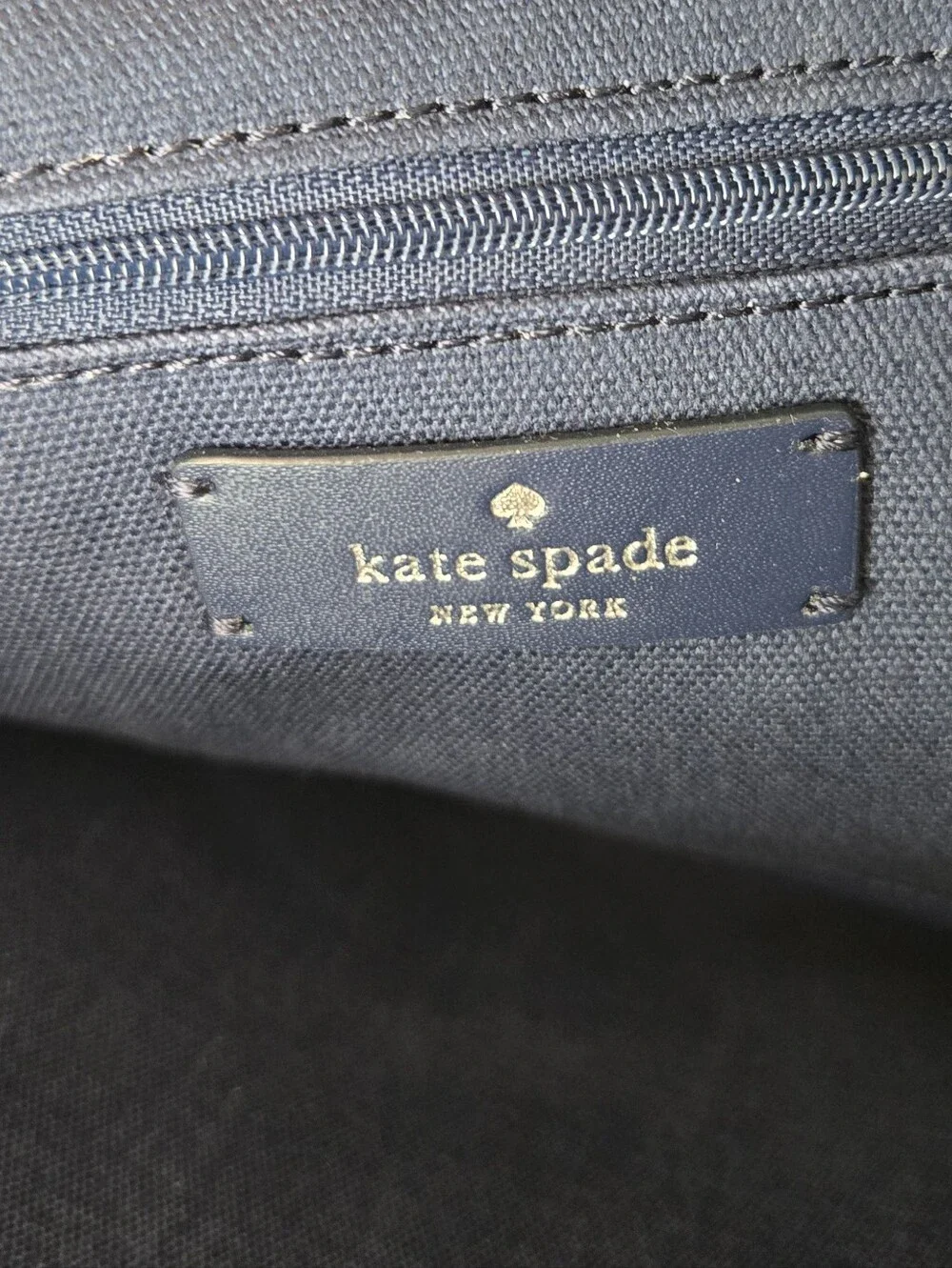 kate spade Navy & White Vertical Stripe Canvas Tote with Leather Handles